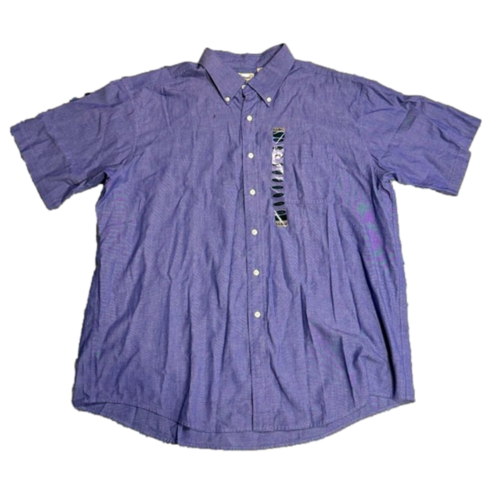 NWT LL Bean Short Sleet Button Down Shirt, Denim Blue, Men’s XL